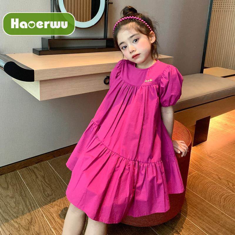 Váy dáng rộng trẻ em cô bé Thanh Long Váy Cô Gái Màu haoerwu quần áo trẻ
