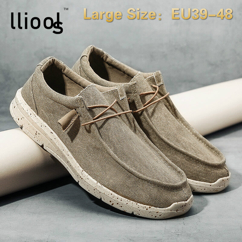 Giày Vải Lliools Giày Nam Kích Thước Lớn: EU39-48 47 46 45 Một Bàn Đạp Giày Nam Giày Lười Không Dây Lái Xe Đệm Giày Giản Dị Hàn Quốc Hoang Dã Cỡ Lớn Kích Thước Lớn Giày Nam Ánh Sáng Giản Dị