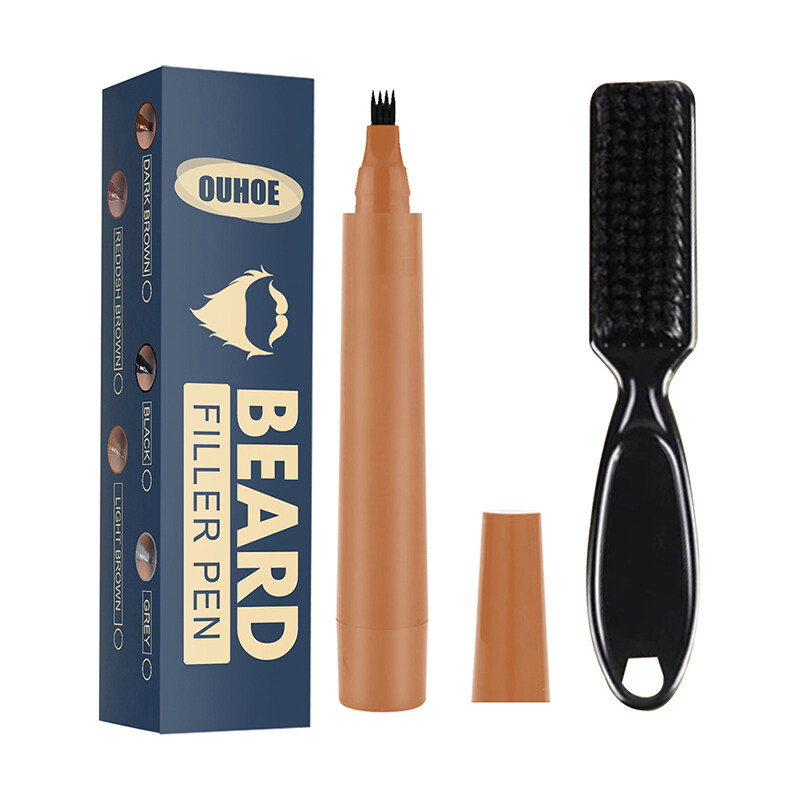 [QIPING] 4-Prong Beard ปากกาพู่กัน Filler ดินสอ Enhancer ยาวนานซ่อมหนวดรูปร่าง