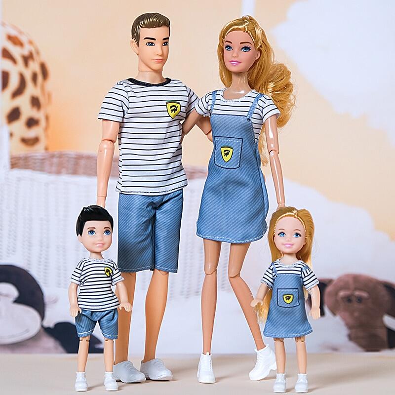 1 6 Barbi Doll Toy Family Doll Set Of 4 People Mom Dad Kids 30Cm Barbies