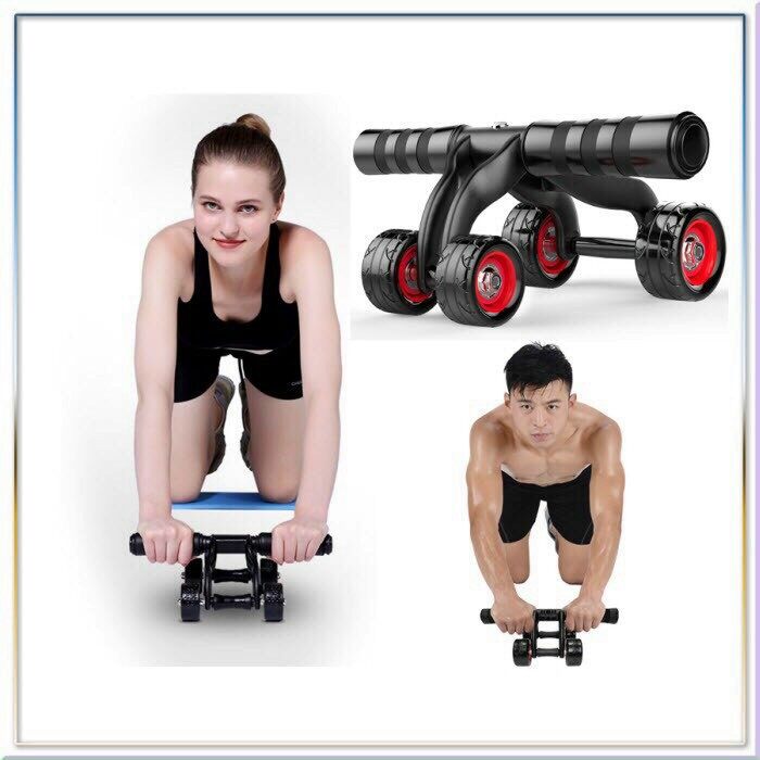 Con lăn tập cơ bụng có 4 bánh xe giúp giảm mỡ săn chắc body 6 múi đơn giản tại nhà,hàng có sẵn(tặng kèm miếng thảm)