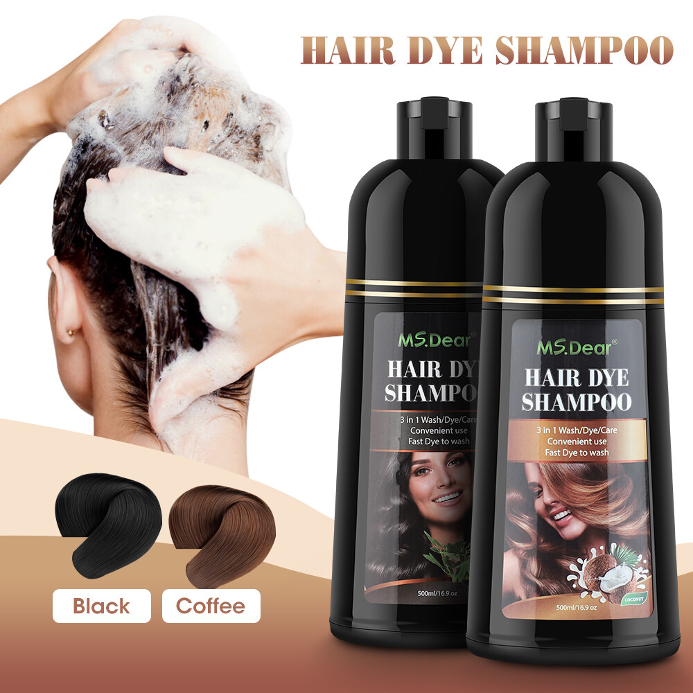 Vỏ dầu gội nhuộm tóc màu đen hiệu quả nhanh 500ml kem nhuộm tóc thực vật màu nâu tóc trắng xám tức thì chăm sóc nhuộm tự làm