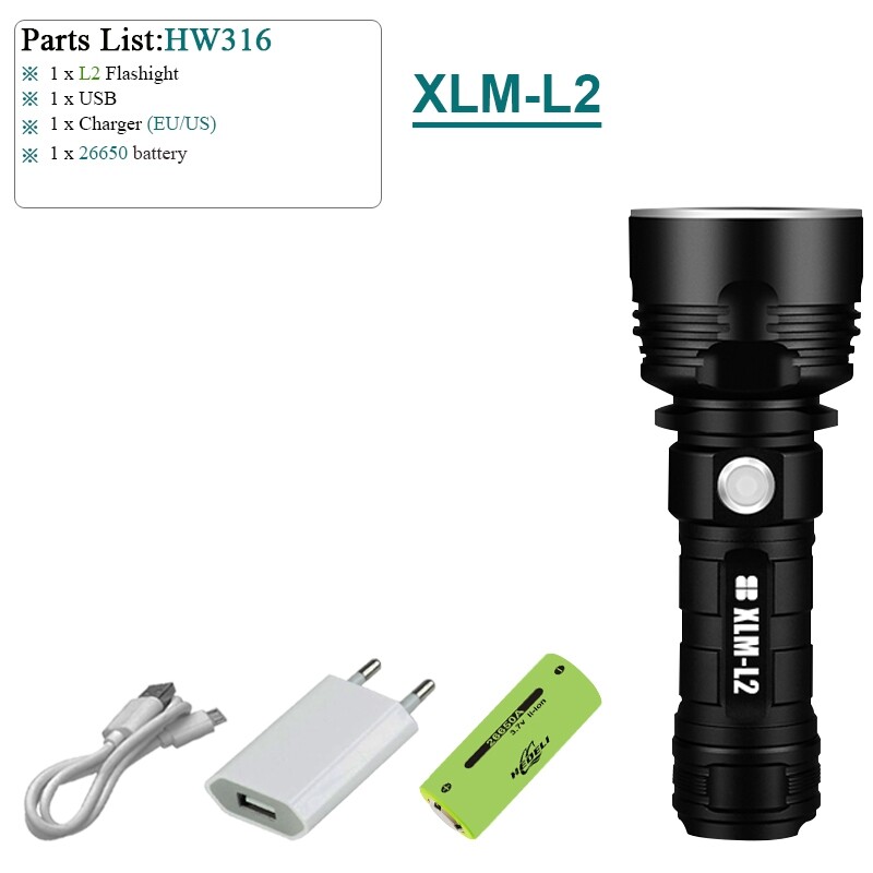 【Sẵn Hàng】đèn Pin Siêu Sáng Ban Đầu Siêu Sáng Đèn Pin Đèn Pin Led Xhp70 Mạnh Mẽ Nhất XML L2 Đèn Pin Sạc Usb 26650