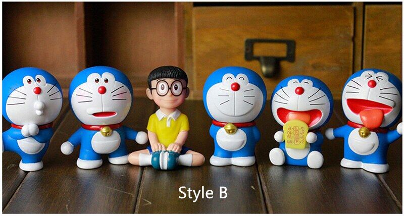 Urousa six a set búp bê trang trí xe nobi doraemon phù hợp trang trí để bàn phụ kiện xe hơi mô hình đồ chơi nhân vật hoạt hình nội thất