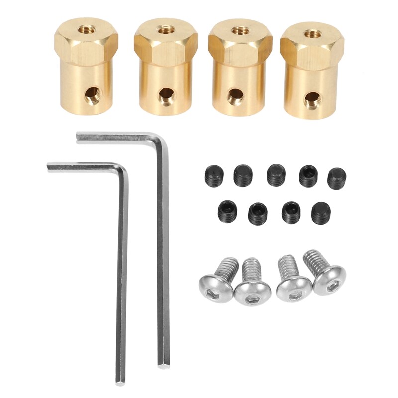 4PCS 5mm to 12mm Brass Combiner Wheel Hub Hex Adapter for WPL B14 B16 B24 B36 C14 C24 MN D90 D91 RC Car Spare Parts