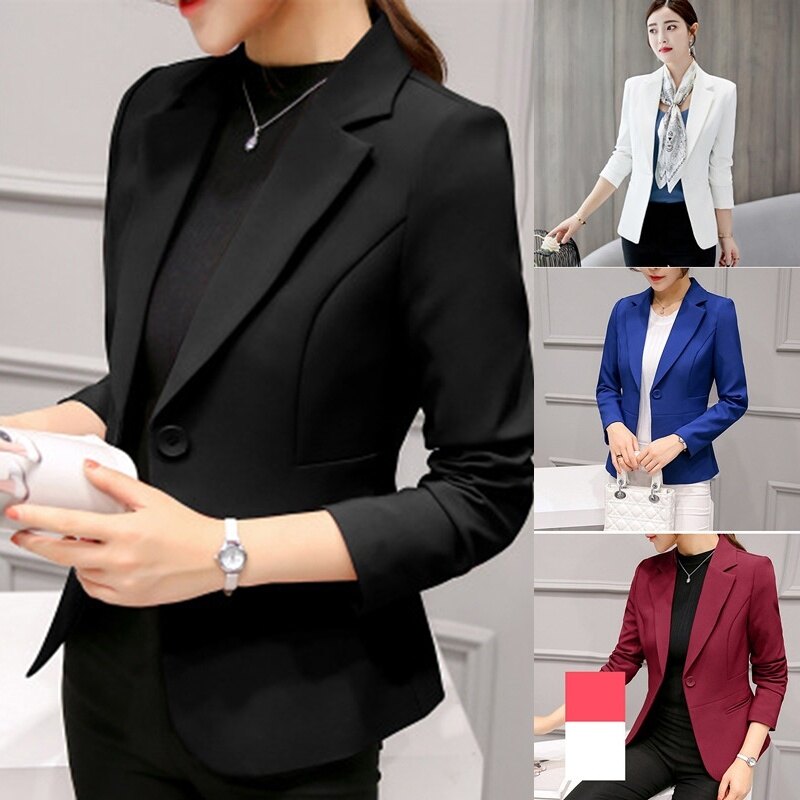 Feng Qi shopBộ Áo Khoác Công Sở Cơ Bản Dáng Ôm Thời Trang Thường Ngày Cho Nữ Thời Trang, Áo Blazer Nữ Trang Phục Công Sở
