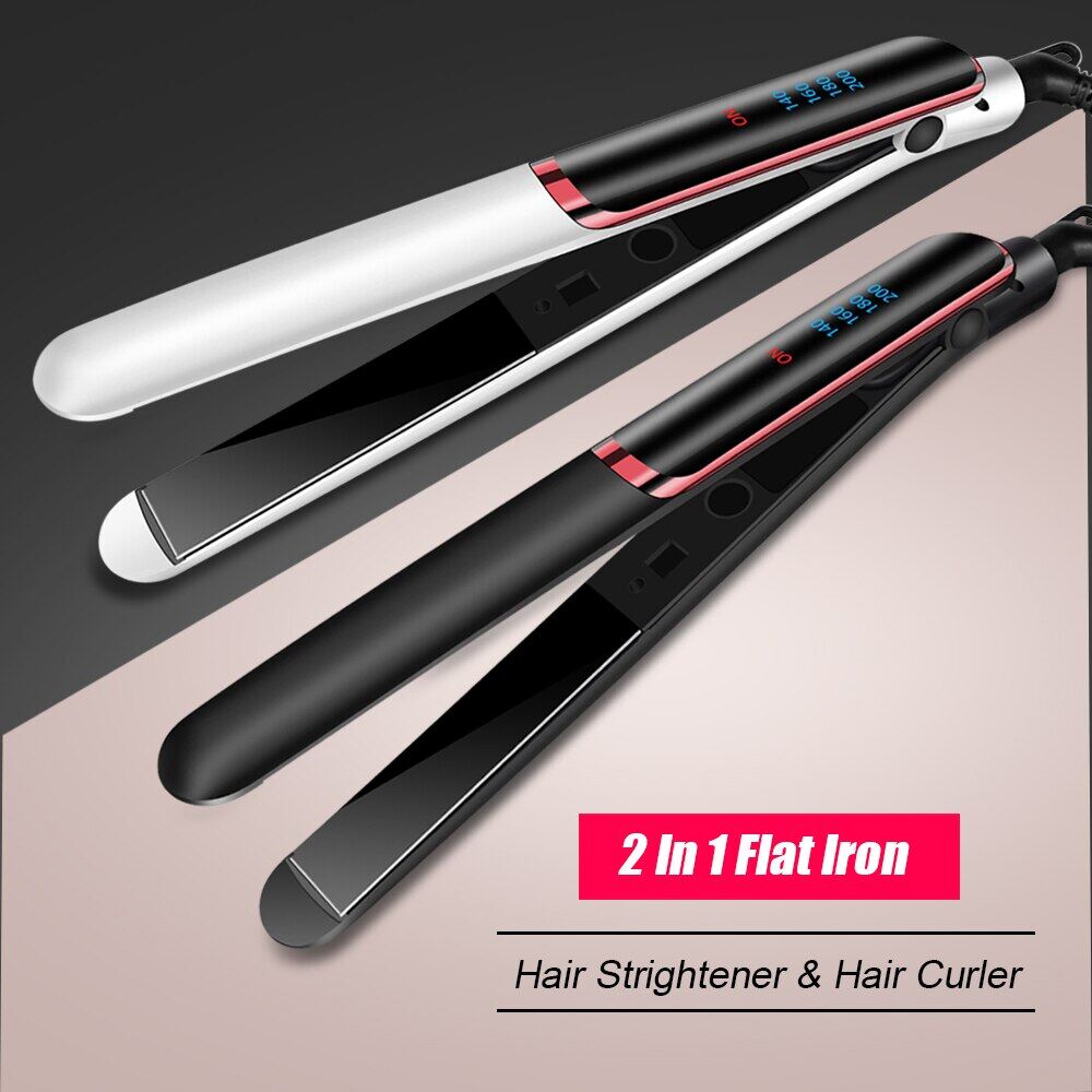 Máy duỗi tóc thẳng cho phụ nữ 2 trong 1 máy duỗi tóc chuyên nghiệp Curler ion âm Máy duỗi tóc kim loại tóc sắt