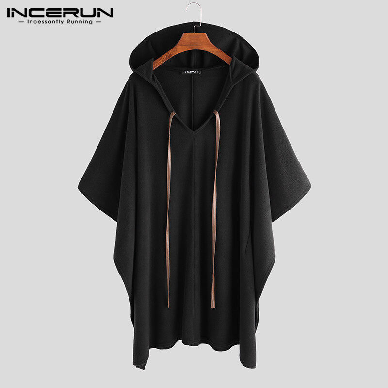 Medussa INCERUN Áo Poncho Lông Cừu Có Mũ Cho Nam Áo Choàng Áo Choàng Áo Khoác Parka Dáng Dài
