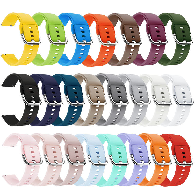 Dây Đồng Hồ Silicon 20Mm 22Mm, Dây Đồng Hồ Cho Samsung Galaxy 42Mm 46Mm Active2 Solid Huawei Watch 2 Classic