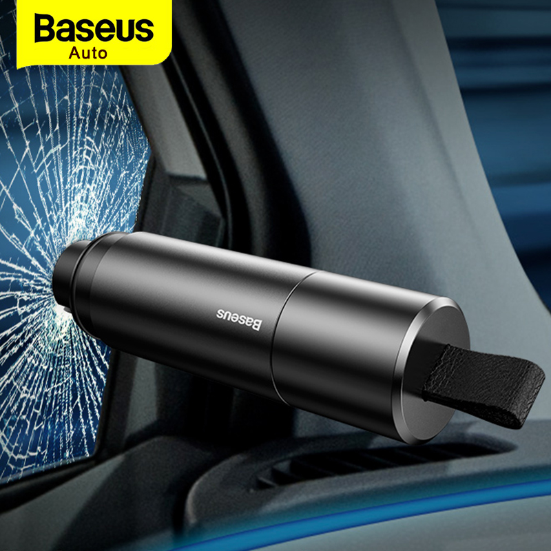 Baseus Sharp Tool Safety Hammer Window-breaking+Safety Belt Cutting Small Size Mini R Emergency Glass Breaker Window Seat Belt Cutter Escape Hammer Blade Tool ราคา 180 บาท*ส่งฟรี