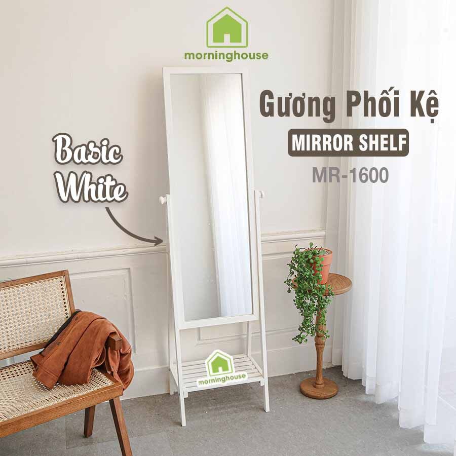 Gương đứng phối kệ màu trắng