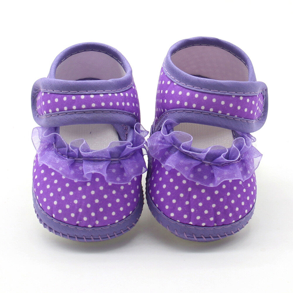 Newborn Infant Baby Dot Lace Girls Soft Sole Prewalker Warm Casual Flats Shoes