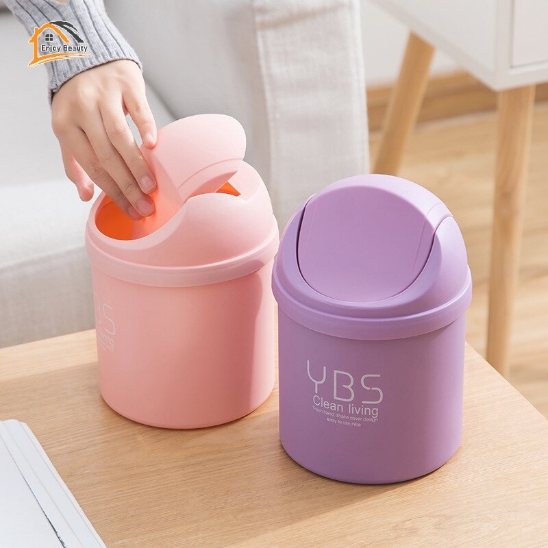 desktop waste bin Small office trash bin, keep the desk cluttered, room bins, trash bins with lids, trash bins, household bins, office bins, waste containers, waste bins, general bins, small trash bins. Mini Desktop Trash Can, Lid Trash Can for Household ราคา 41 บาท*ส่งฟรี