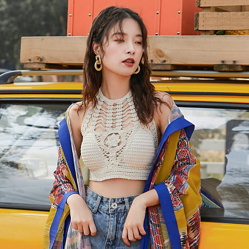 MagicLady Áo Ba Lỗ Gân Dệt Kim Cho Nữ Áo Hở Eo Thường Ngày Áo Hai Dây Hở Lưng Màu Trơn Khoét Lưng Không Tay Trang Phục Dạo Phố Hở Lưng