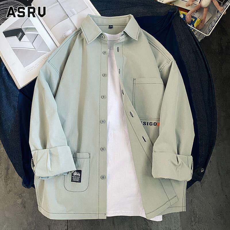 ASRV áo sơ mi áo nam áo boy phố áo sơ mi nam boypro Áo Sơ Mi Dài Tay Áo Khoác Công Sở Thường Ngày Mỏng Dáng Rộng Cho Nam