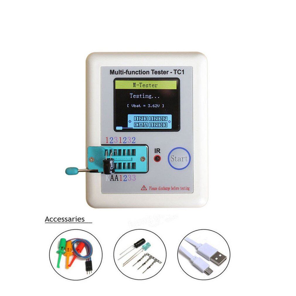 Lcr-tc1 máy kiểm tra bóng bán dẫn đèn nền tft 3.5inch nhiều màu tc1, để kiểm tra điện trở tụ triode diode