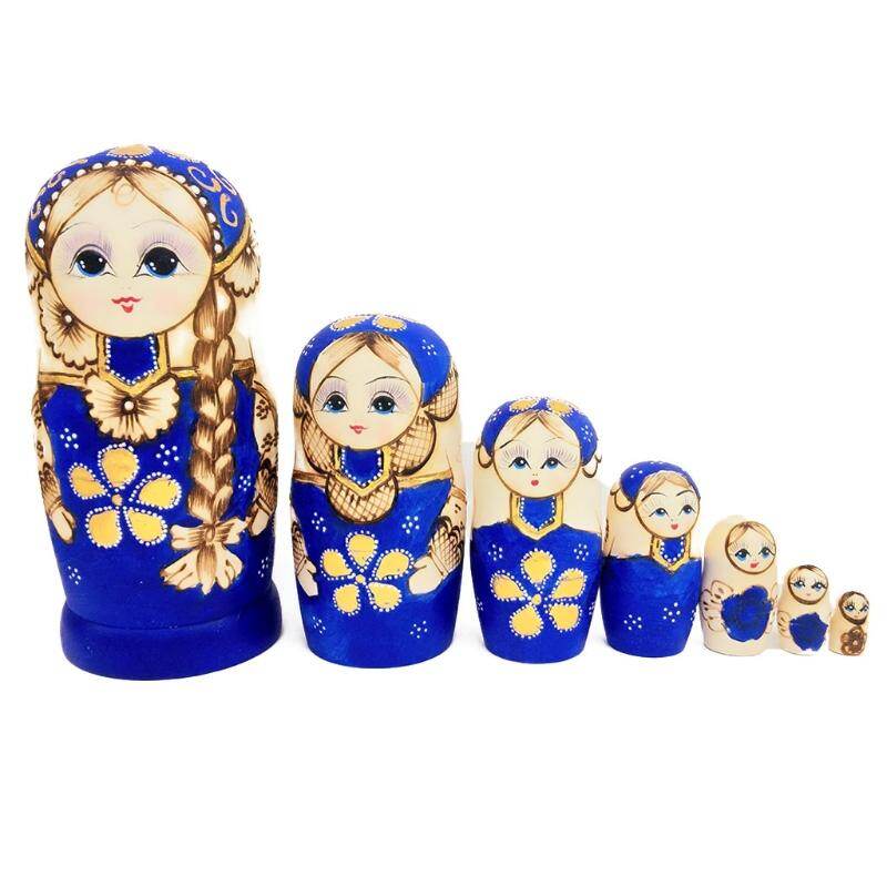 7 Búp Bê Làm Tổ Màu Xanh Dương Của Nga, Đồ Chơi Matryoshka Bằng Gỗ Cho Trẻ Em Trẻ Em Trang Trí Phòng Gia Đình Giáng Sinh Halloween Có Nhu Cầu Quà Tặng