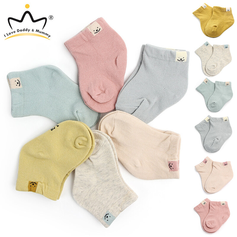 Smile Print Baby Socks for Boys Girls Cotton Baby Girl Boy Kids Ankle Socks Spring Summer Infant Toddler Short Socks Baby Accessories 0-1Y ราคา 17 บาท*ส่งฟรี