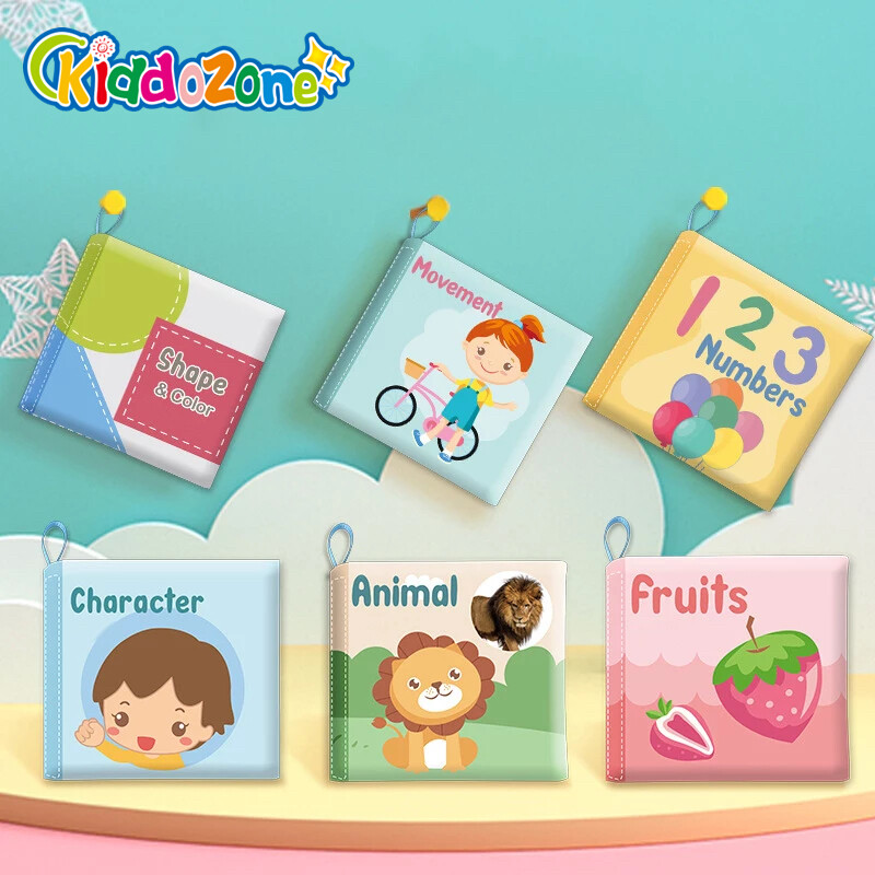 Kiddozone sách vải cho bé sách vải 3d chống rách âm thanh bb sách có thể nhai nhận thức giáo dục sớm cho trẻ em đồ chơi sách
