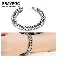 Bravego Men Fashion Stainless Steel Bracelet Punk Senior Titanium Steel Square Buckle Bangle Wrist Chain Bracelet Jewelry