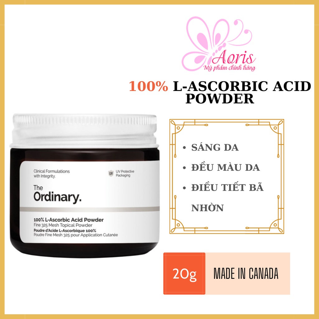 Bột vitamin c sáng da – mờ thâm the ordinary vitamin-c 100% l-ascorbic acid powder 20gr