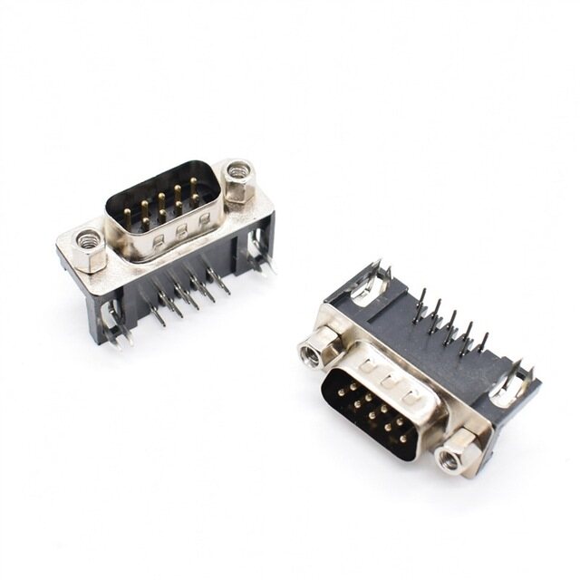 10 cái dr9 lỗ/pin nữ/nam góc phải hàn kết nối d-sub bộ chuyển đổi cổng nối tiếp rs232 9pin