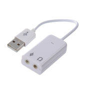 USB Sound Card Adapter for Microphone and Earphone, White