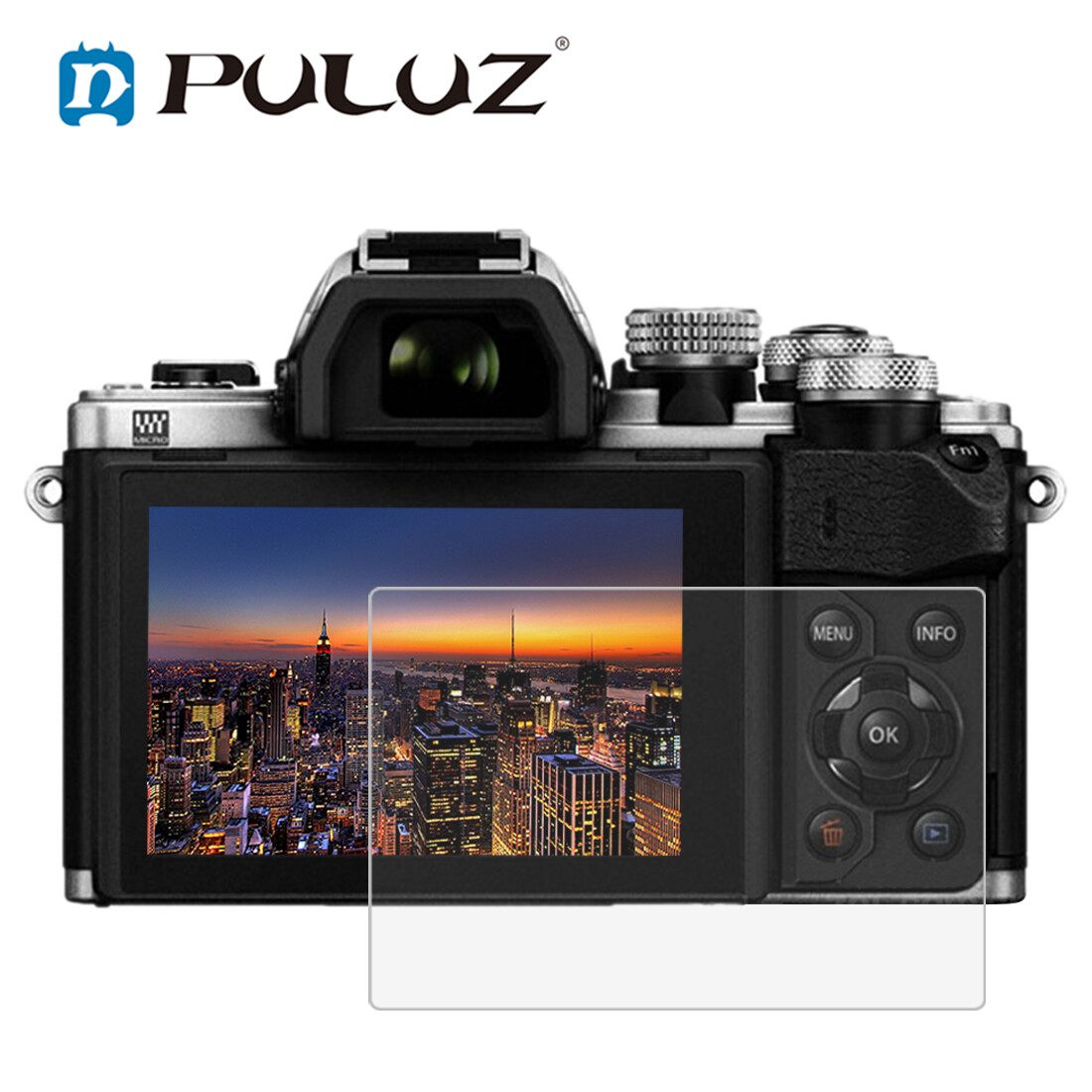 PULUZ 2.5D Dustproof Explosion-proof Curved Edge 9H Surface Hardness Tempered Glass Screen Protector For Olympus EM10 OM-D EM-1/2/3 PEN-F E-P5 E-PL7 E-PL8/8/9  Nikon 1V3 Sony Panasonic GF6 GX8 Fuji X-H1