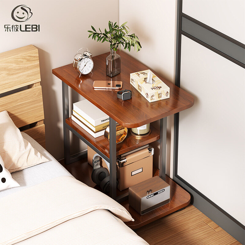 LEBI Bàn Cạnh Giường ngủ đơn giản hiện đại nhỏ với con lăn, phòng ngủ có thể tháo rời, Tủ lưu trữ khe hẹp đầu giường, một số kệ ở bên cạnh