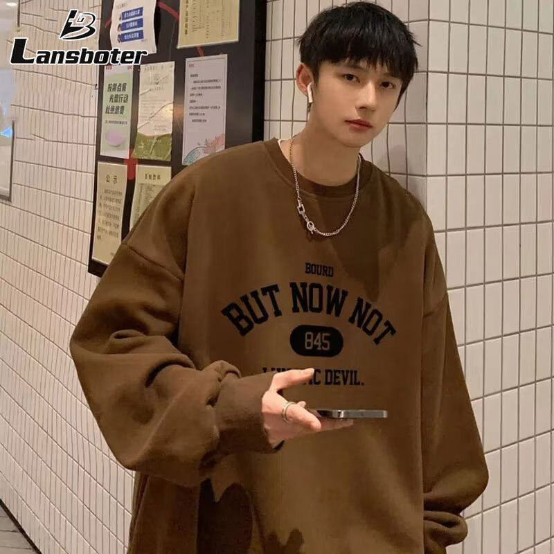 Lansboter áo hodie áo khoác hoddie áo hoodie đi học sweater áo thu đông Áo nỉ nam đơn giản áo thun tay mỏng dài áo nỉ dáng rộng và ngoại cỡ in hình chữ lồng cổ điển