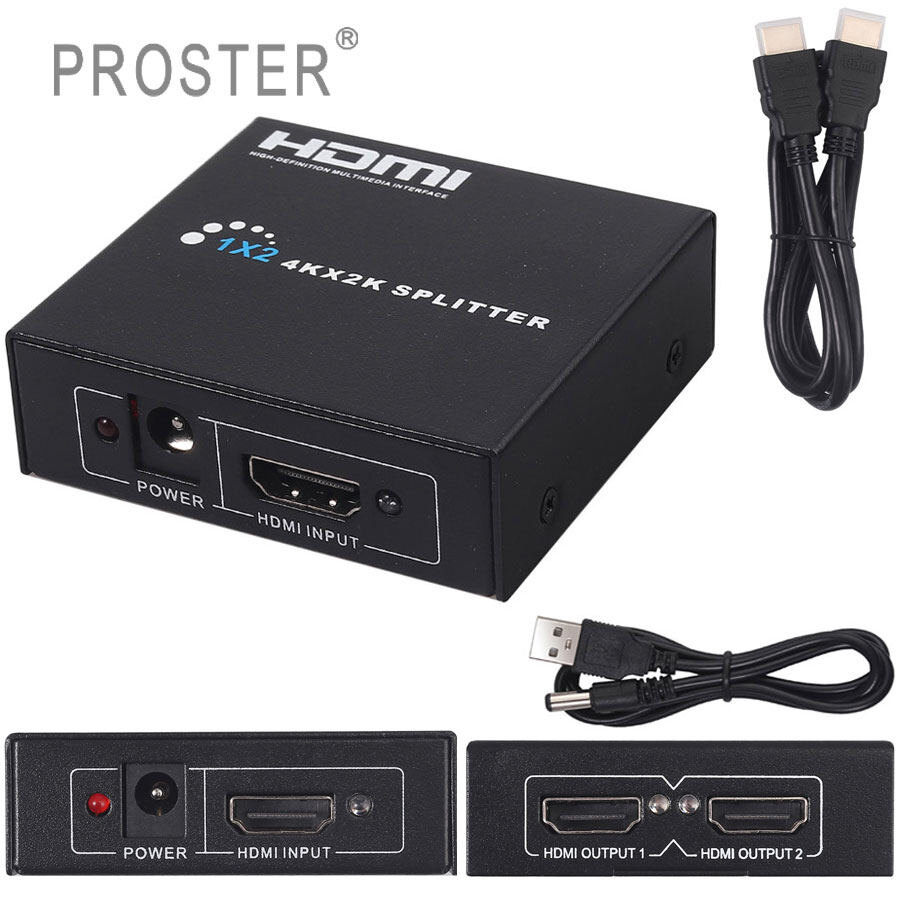 Proster 1080P 1 Đầu Vào 2 Đầu Ra Bộ Chia Cổng HDMI 2 Cách Hộp Chuyển Đổi Hỗ Trợ Âm Thanh Độ Phân Giải Cao Định Dạng DTS-HD Master Âm Thanh DolBy®Âm Thanh Kênh HD 7.1 Thật