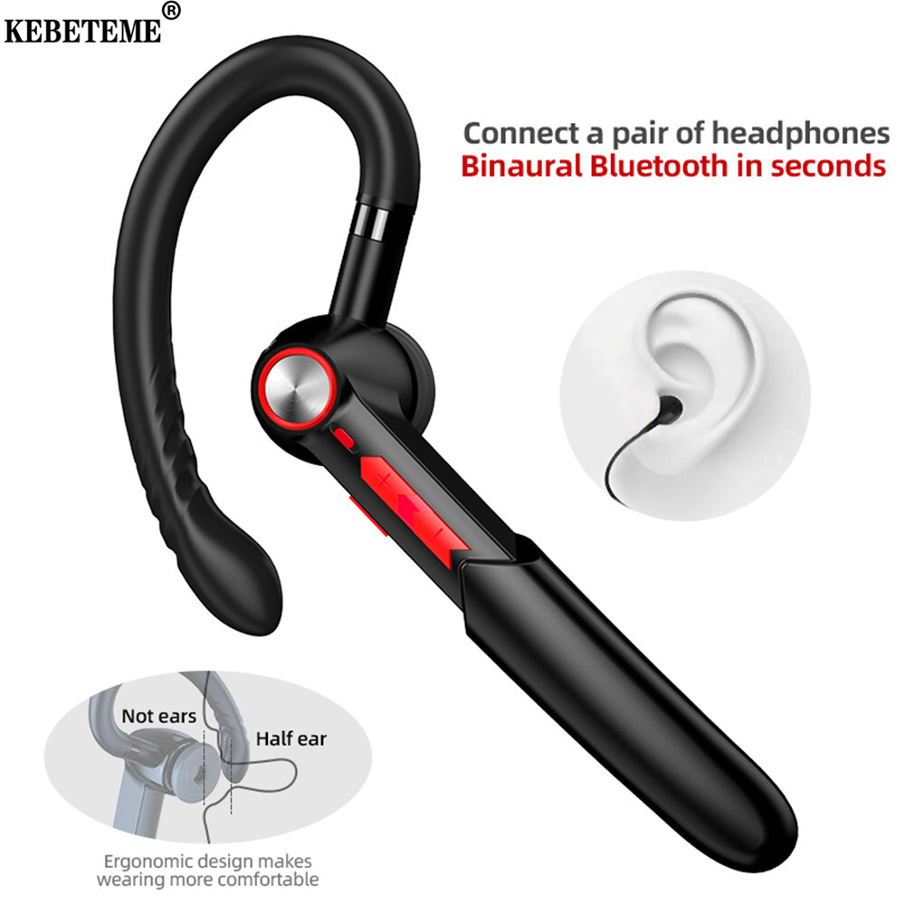 KEBETEME Single Business Earhook Bluetooth 5.0 Earphone Button Touch