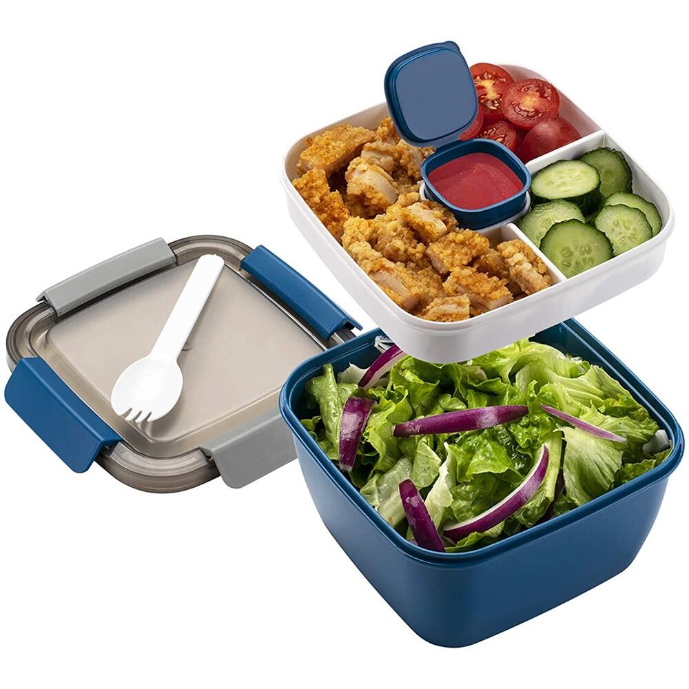 Lh hộp đựng salad lh hộp đựng salad 52 oz với 3 ngăn hộp đựng salad trộn cho salad toppings đồ ăn nhẹ