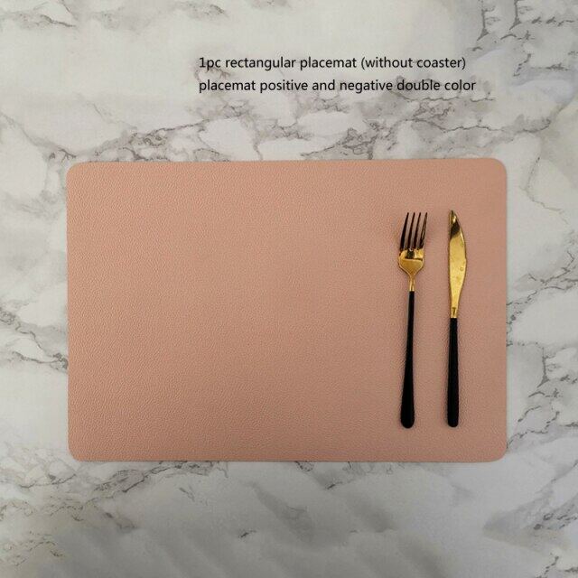 Nordic หนัง Placemats อุปกรณ์กันน้ำบนโต๊ะอาหารโรงแรมร้านอาหาร Placemat สร้างสรรค์แผ่นเสื่อห้องครัวอุปกรณ์เสริม