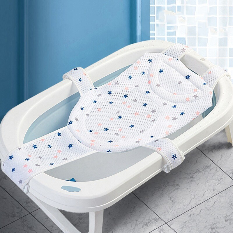 【hot】 Baby Bath Mat Newborn Cross shaped Adjustable Newborn Bath Net Bath Protector Bath Accessories Baby Products Bath And Shower