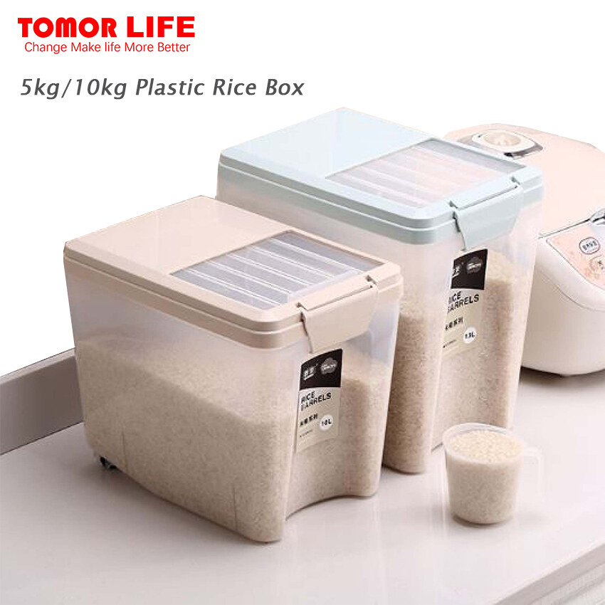 Hộp Đựng Gạo Gia Dụng Nhà Bếp Tomor Life 5Kg/10Kg Hộp Đựng Gạo Nhựa Kín Chống Ẩm Xi Lanh Gạo Với Cốc Đo Lường Gạo
