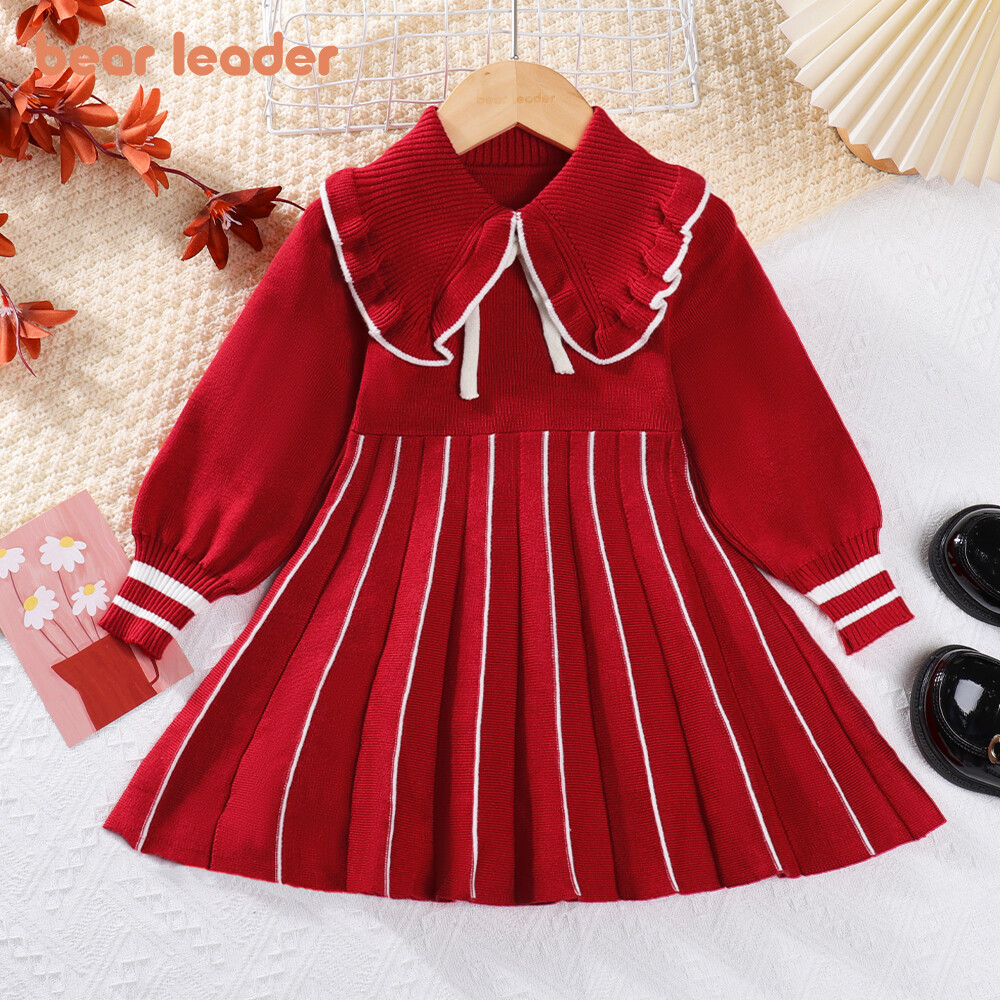 Girls Winter Dresses - Thickened Fleece & Rainbow Stripes Fashionable  Outfits