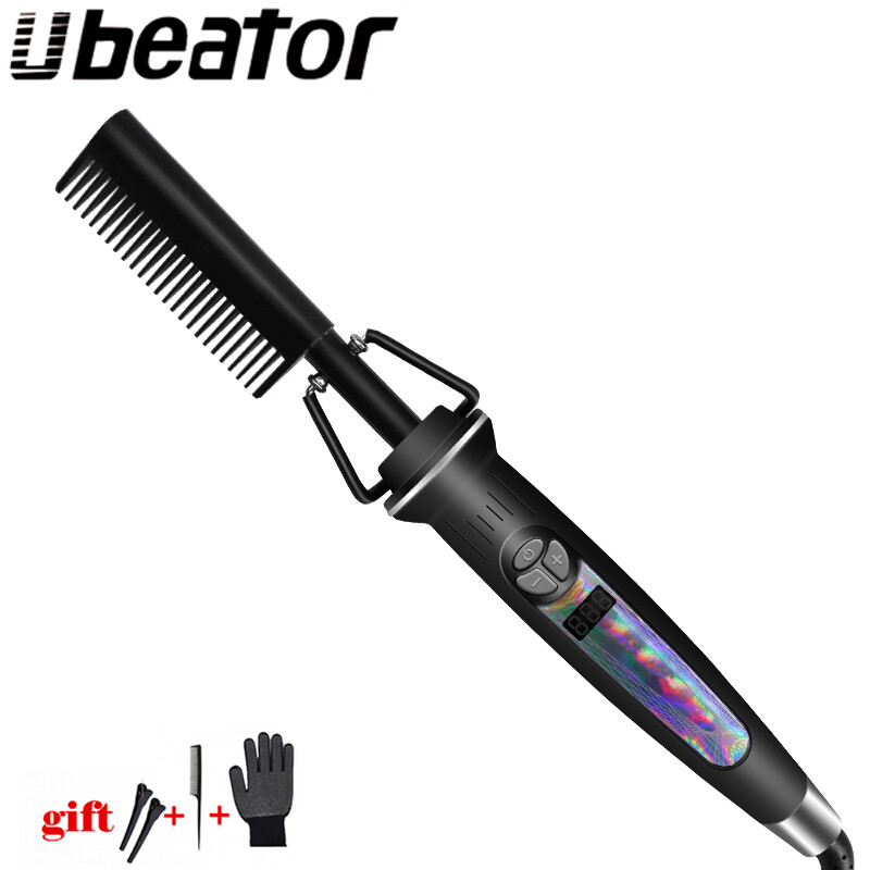 Black gold hair comb Fast Smoothing Electric Hair Straightener Brush Ceramic Heating Temperature ราคา 595 บาท*ส่งฟรี
