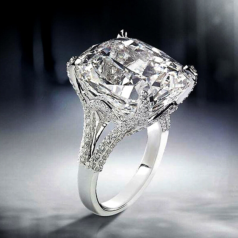 JWEGHL Nhẫn Công Chúa Pha Lê Cắt Vuông Thời Trang Cho Nữ Nhẫn Cưới Cầu Hôn Cổ Điển Thanh Lịch, Nhẫn Bạc 925 Cho Cô Dâu Quà Tặng Nữ