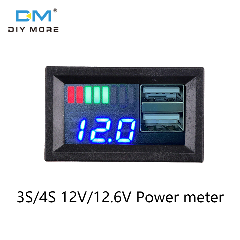Diymore mô-đun chỉ báo dung lượng pin lithium 3s 12.6v 4s 12v thiết bị kiểm tra năng lượng ắc quy xe điện màn hình lcd