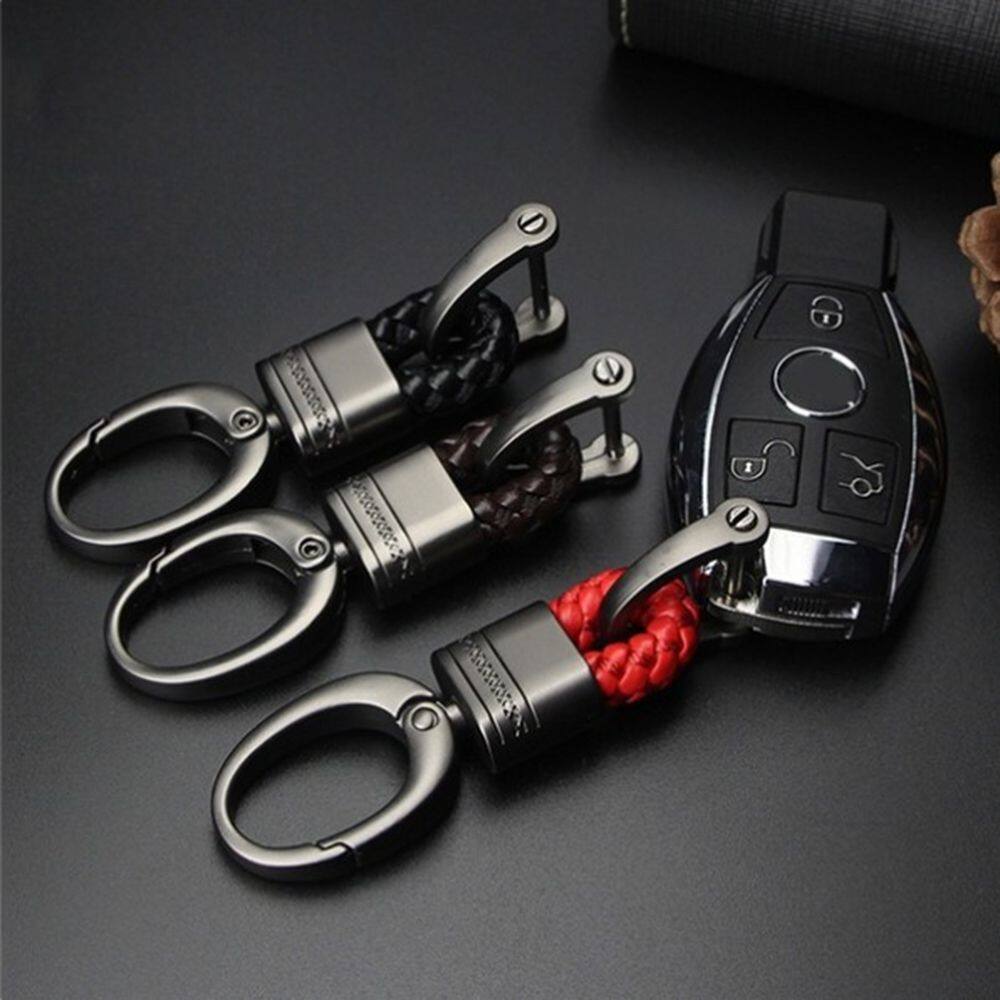 Juicypeachnu 1 chiếc móc treo thời trang sắp xếp móc khóa keyfob da bện tay khóa giữ chìa khóa xe Móc chìa khóa vòng chìa khóa
