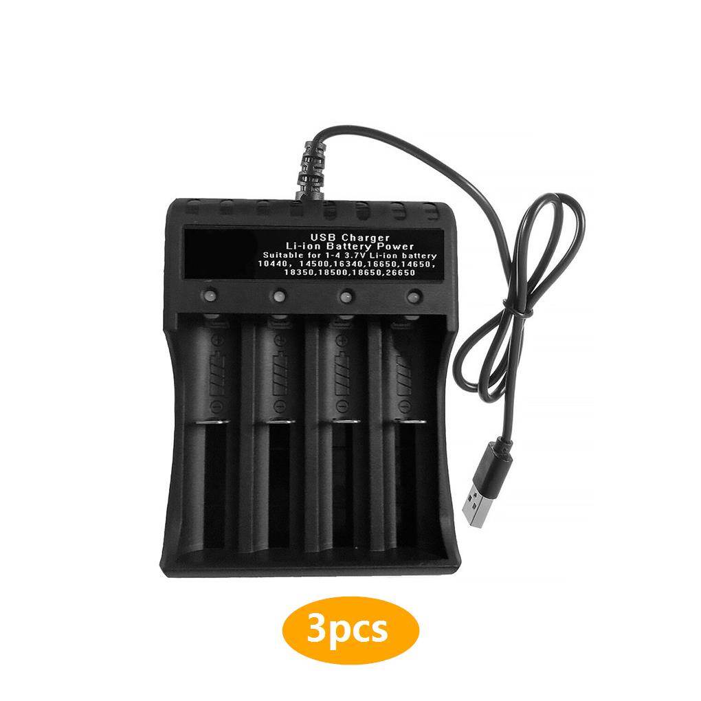 1/2/3/5 4 khe cắm bộ sạc pin USB Power AA/AAA pin lithium sạc lại được Bộ sạc pin với bộ chỉ báo LED (Đen 90x30x122mm ) 3 bộ