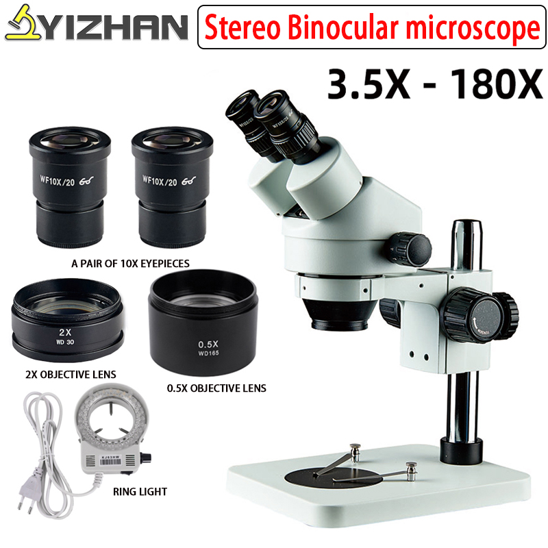 YIZHAN 3.5X-270X Stereo Binocular Microscope For Soldering Phone PCB Repair Lab Industrial 3.5X-45X 90X 180X With Light Micro Scope ราคา 9,920 บาท*ส่งฟรี