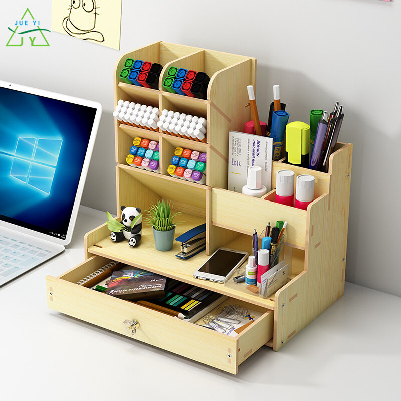 Ks hộp đựng bút bằng gỗ sáng tạo hộp đựng văn phòng phẩm hộp hoàn thiện để bàn hộp đựng bút trang trí phòng ngủ học sinh