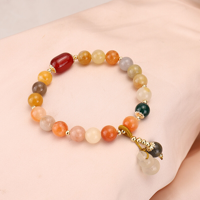 Vòng Tay Bầu Chalcedony Dây Vàng, Vòng Tay Đá Quý Nhiều Màu Sắc Mẫu Mới, Vòng Tay Pha Lê, Thiết Kế Thích Hợp Instagram, Vòng Tay Sang Trọng Nhẹ