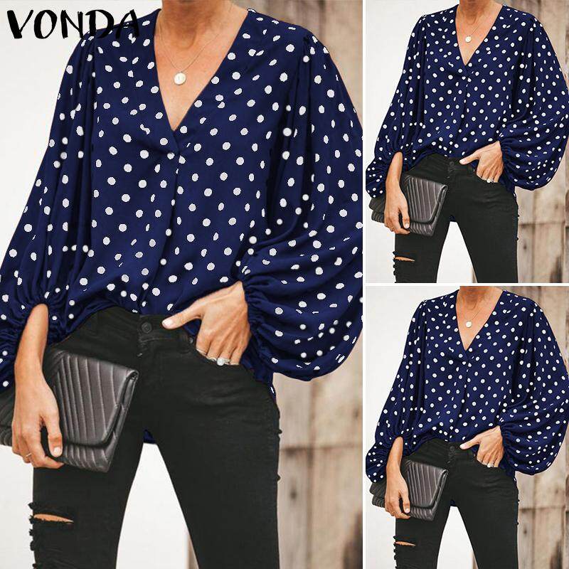 blue polka dot shirt womens