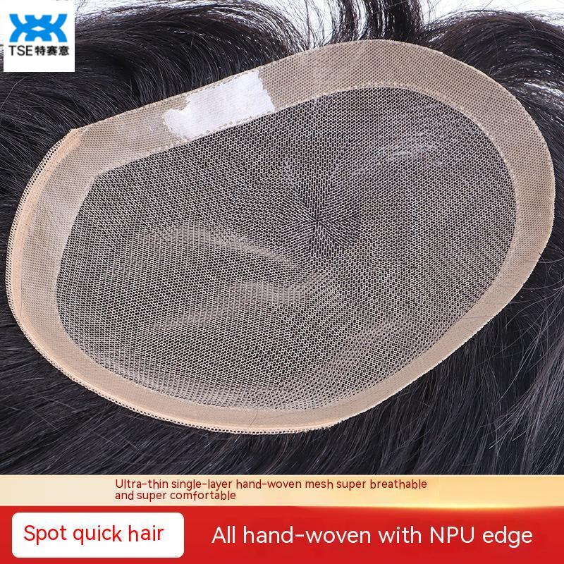 Tse Hair Patch Men's Wig Patch Men's Short Hair, Human Hair on Top of the Head, Naturally Invisible, Thin and Comfortable Balding Hair Patch Full Handsaved+npu Edge Present Wig Glue Stickers ราคา 2,450 บาท*ส่งฟรี