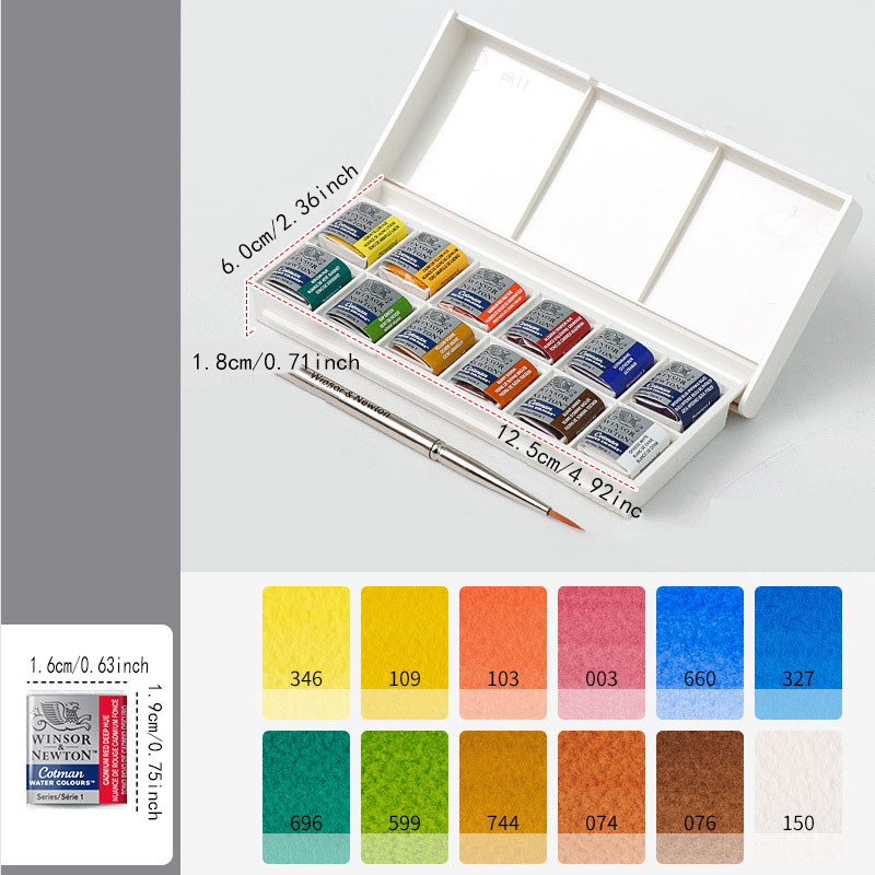 Winsor & Newton rắn màu Nước Bộ túi di động nhỏ gọn sắc tố tinh khiết sống động màu sắc nhanh chóng hòa tan trong nước tuyệt vời pha trộn cho chân dung phong cảnh hoa phác thảo ngoài trời