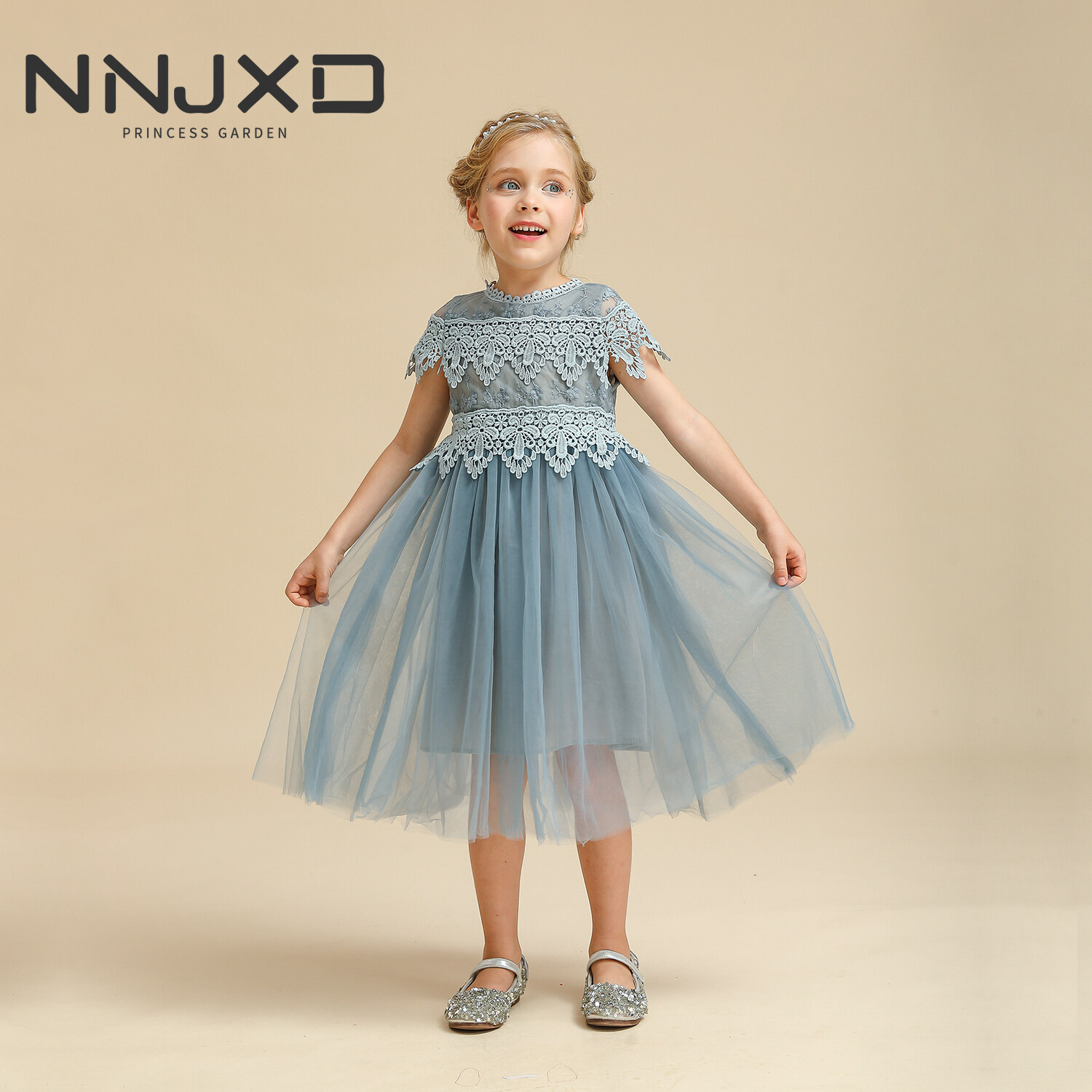 NNJXD Baby Girl Cloths 3-8 Years Old Girls Lace Long Dress Fairy