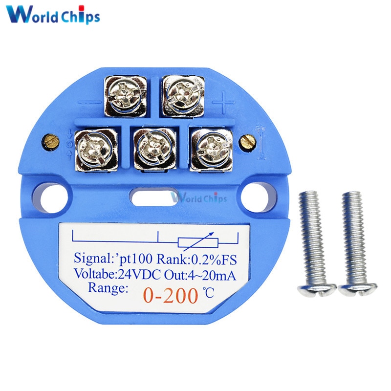Bộ chuyển đổi cảm biến nhiệt độ rtd pt100 bộ chuyển đổi cảm biến nhiệt độ phạm vi dc 24v 0-200 độ c mô đun phát hiện cách ly 4-20ma dc 24v